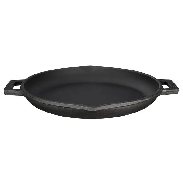 LAVA DÖKÜM YUVARLAK KIZARTMA TAVASI ÇİFT METAL KULPLU ÇAP 30CM ürün görseli 1