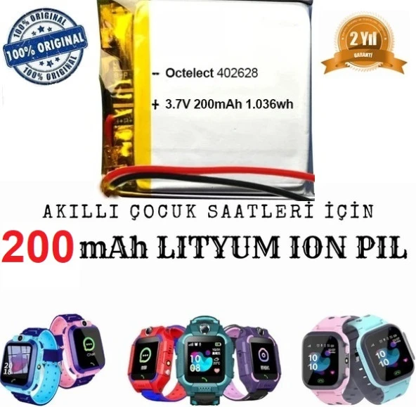 Day Akıllı Çocuk Saat Batarya Pil 3.7v 200mah 582728 pil Kaliteli ASAP200000012 ürün görseli 1