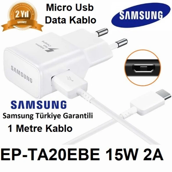 Samsung Galaxy S6500 Mini 2 Orijinal EP-TA20EBE 15W 2A Hızlı Şarj Cihazı ve Micro USB Kablo SMUKABLO00042 ürün görseli 1
