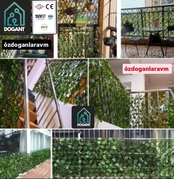 Wood  Akordiyon Çit Dekoratif Yapay Sarmaşıklı Bahçe Balkon Teras Çiti ürün görseli 1