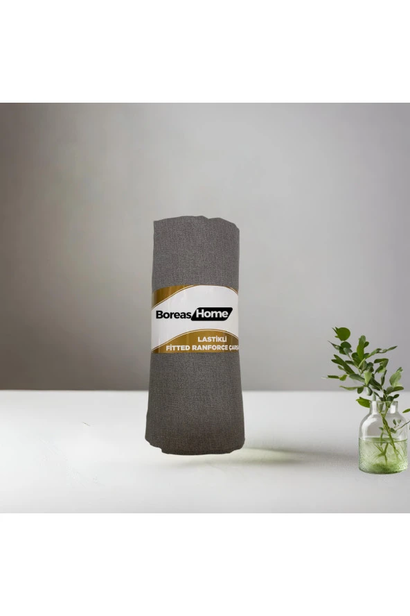Pamuklu Gri Tek Kişilik Lastikli Çarşaf +1Adet Yastık Kılıfı 100x200 Tek Lastikli Çarşaf ürün görseli 1
