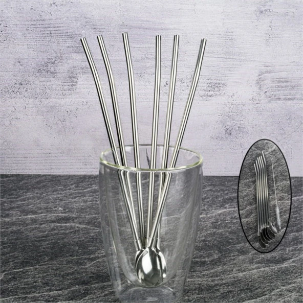 Tohana Altılı Çelik Kaşık Pipet Seti - THN75667 ürün görseli 1