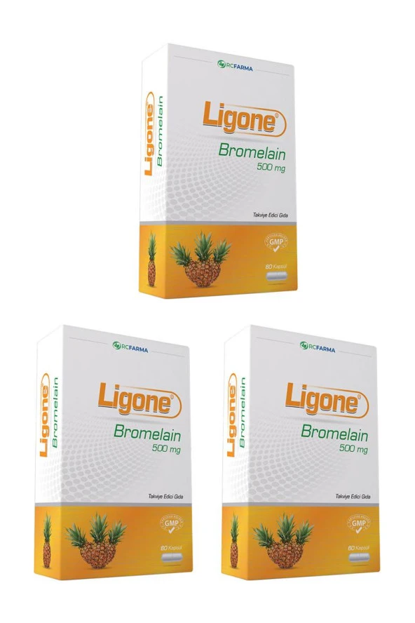 Ligone Bromelain 500 mg 60 Kapsül x 3 Adet ürün görseli 1
