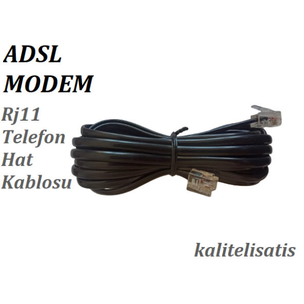 3 Metre Adsl Modem Telefon Hat Kablosu Rj11 (10 Adet) ürün görseli 1