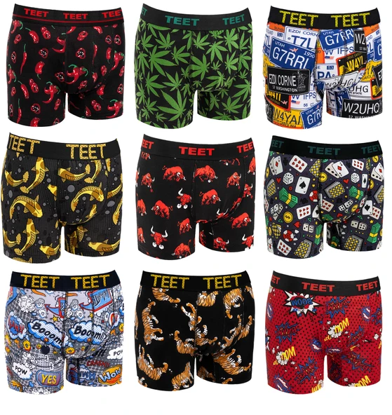 TEET Erkek Boxer Pamuklu Desenli Premium 9'lu Set - Resim 5