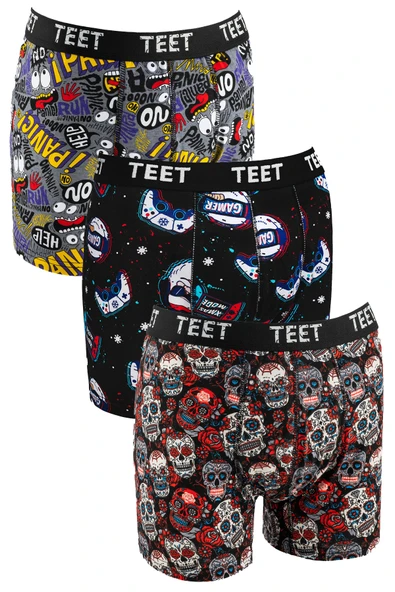 TEET Erkek Boxer Pamuklu Desenli Premium 9'lu Set - Resim 2