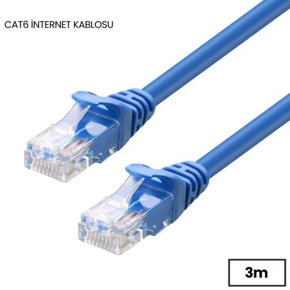4611 Cat6 İnternet Ethernet Rj45 Lan Kablosu 3 Metre ürün görseli 1