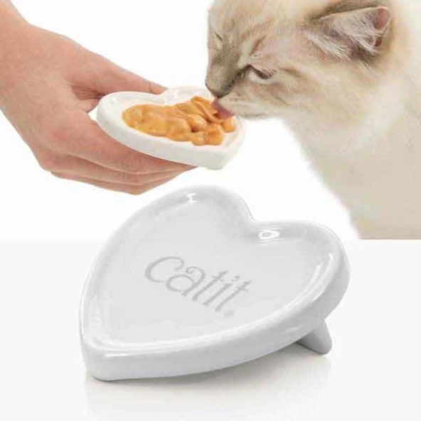 Catit Creamy Sıvı Ödül Dondurma Kabı Seramik Kalp ürün görseli 1