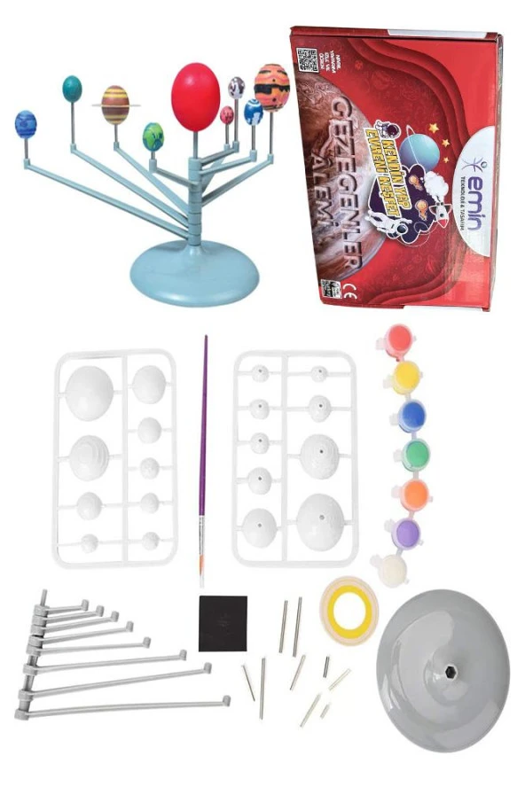 Güneş Sistemi Modeli 1 Paket Gezegen Sistemi Boya Fırça Eğitici Maket Deney Seti Plastik Gezegenler Alemi ürün görseli 1
