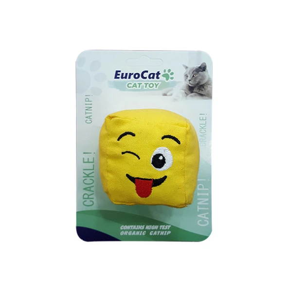 EuroCat Kedi Oyuncağı Dil Çıkaran Smiley Küp 6 cm ürün görseli 1