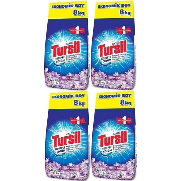 Tursil Matik Toz Çamaşır Deterjanı 32KG Leylak Bahçesi (212 Yıkama) Renkli/Beyazlar (4PK*8KG) ürün görseli 1
