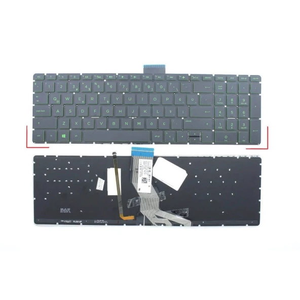 Hp 15s-FQ2034nt 2N2N5EA Notebook Klavyesi (Siyah TR) Yeşil Harfler - ışıklı ürün görseli 1
