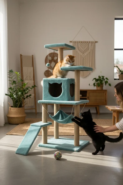 Kedi Tırmalama Platformlu S9 Turkuaz - Resim 4