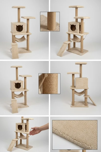 Kedi Tırmalama Platformlu S9 Bej - Resim 4