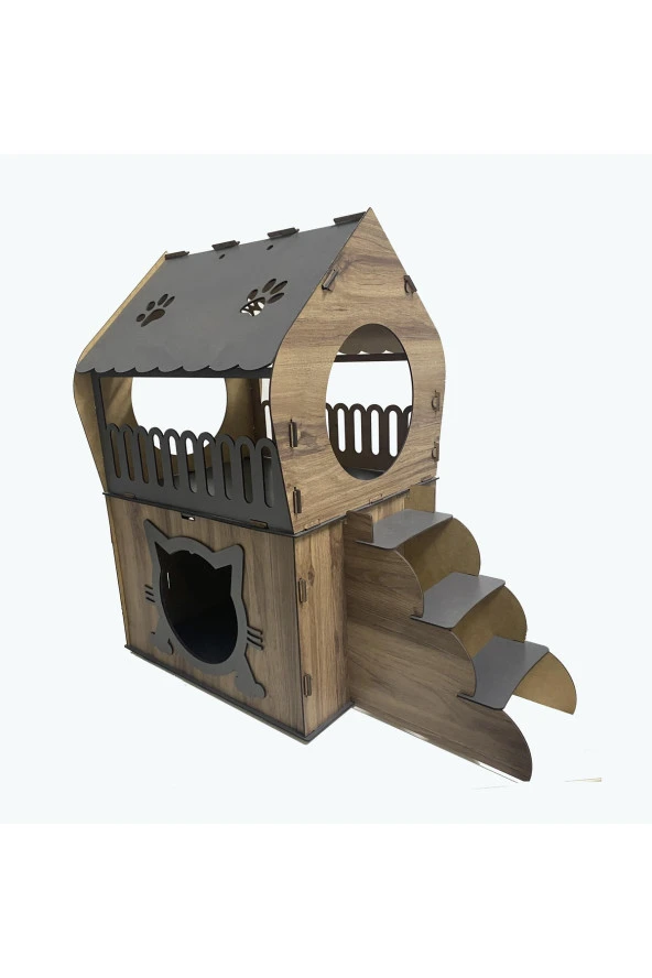 Dekoratif Teraslı Kedi Evi ürün görseli 1