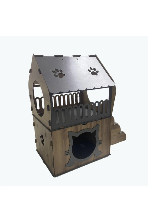 Dekoratif Teraslı Kedi Evi - Resim 2