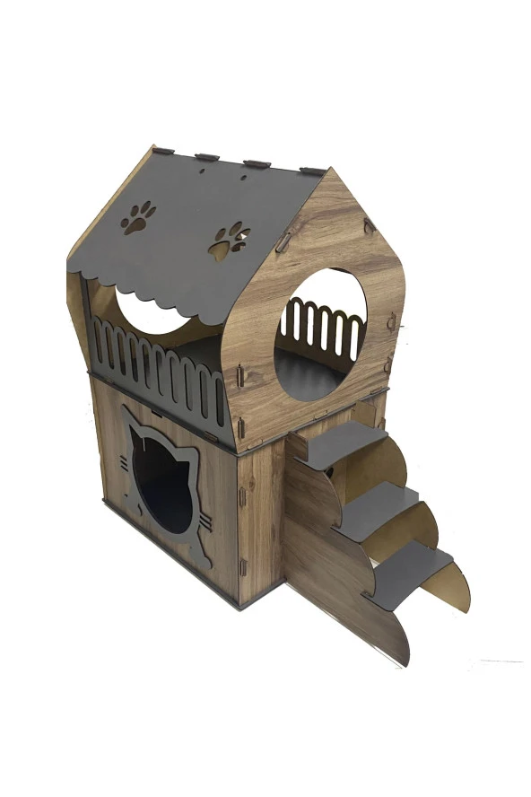 Dekoratif Teraslı Kedi Evi - Resim 4
