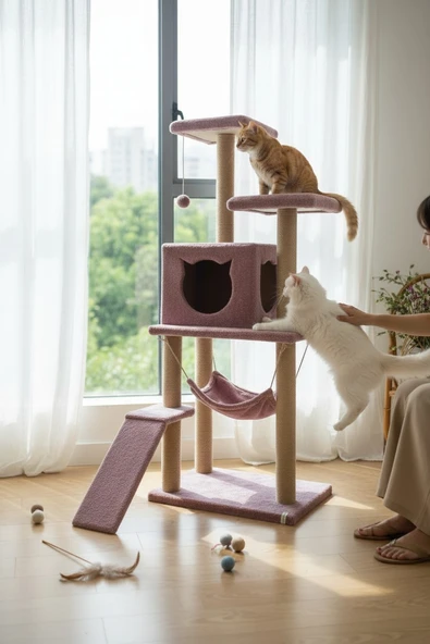 Kedi Tırmalama Platformlu S9 Gül Kurusu - Resim 3