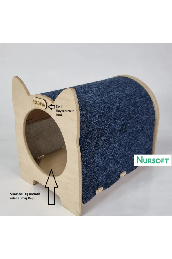 Cat Face Ahşap Kedi Yuvası Nr-0082 ürün görseli 1