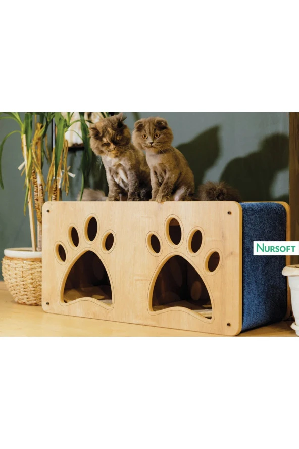 Patili Ikili Ahşap Kedi Yuvası Nr-0081 ürün görseli 1