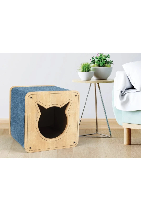 Kedi Görünümlü Ahşap Kedi Yuvası Nr-0080 ürün görseli 1