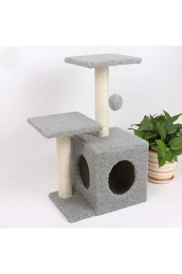 Çift Stepli Yuvalı Kedi Tırmalaması Gri ürün görseli 1