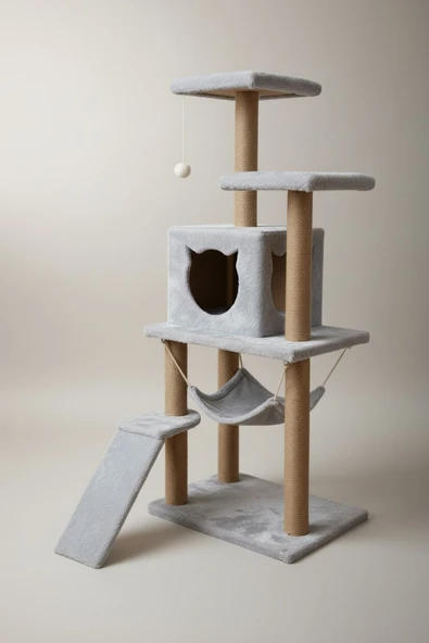 Kedi Tırmalama Platformlu S9 Gri ürün görseli 1