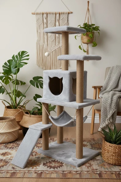 Kedi Tırmalama Platformlu S9 Gri - Resim 2