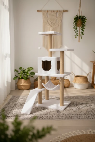 Kedi Tırmalama Platformlu S9 Beyaz - Resim 3