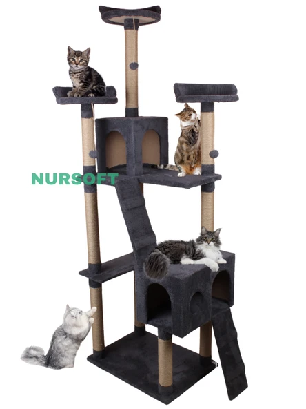 Cat City Yeni Rezidans 3 Stepli Tırmalama ve Eğlenceli Kedi Oyun Evi ürün görseli 1