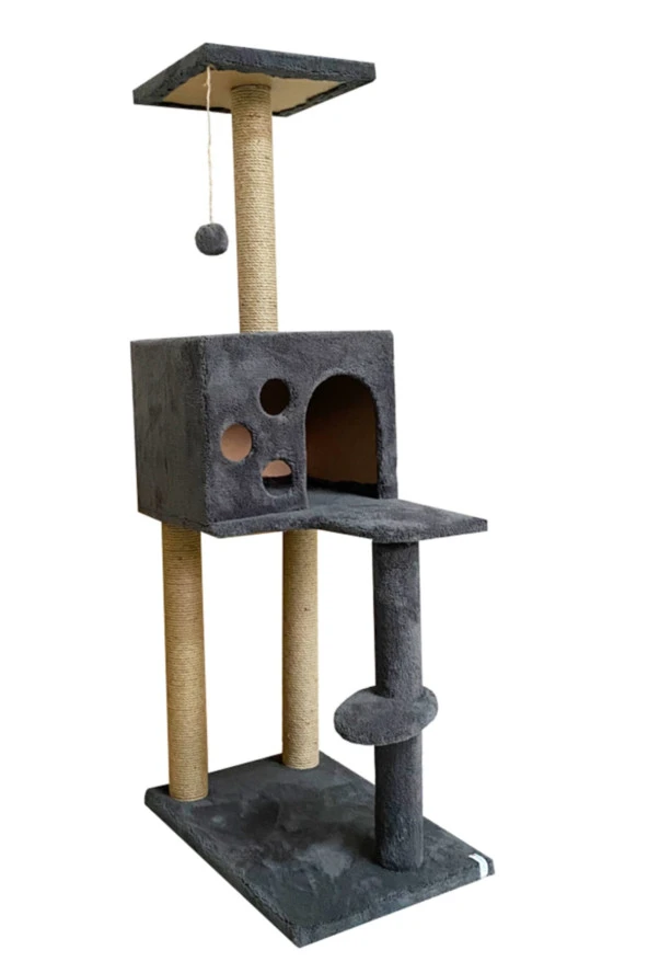 Kedi Tırmalama Ve Oyun Evi 124 Cm Antrasit ürün görseli 1