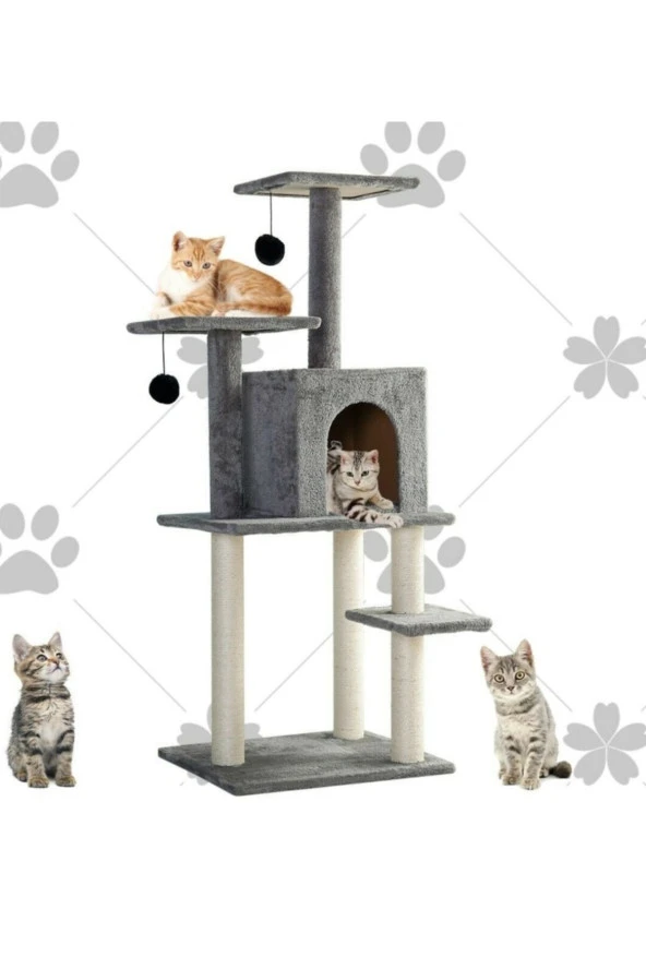 Nursoft NR-0061 Antrasit Double Step Kedi Tırmalama Evi ürün görseli 1