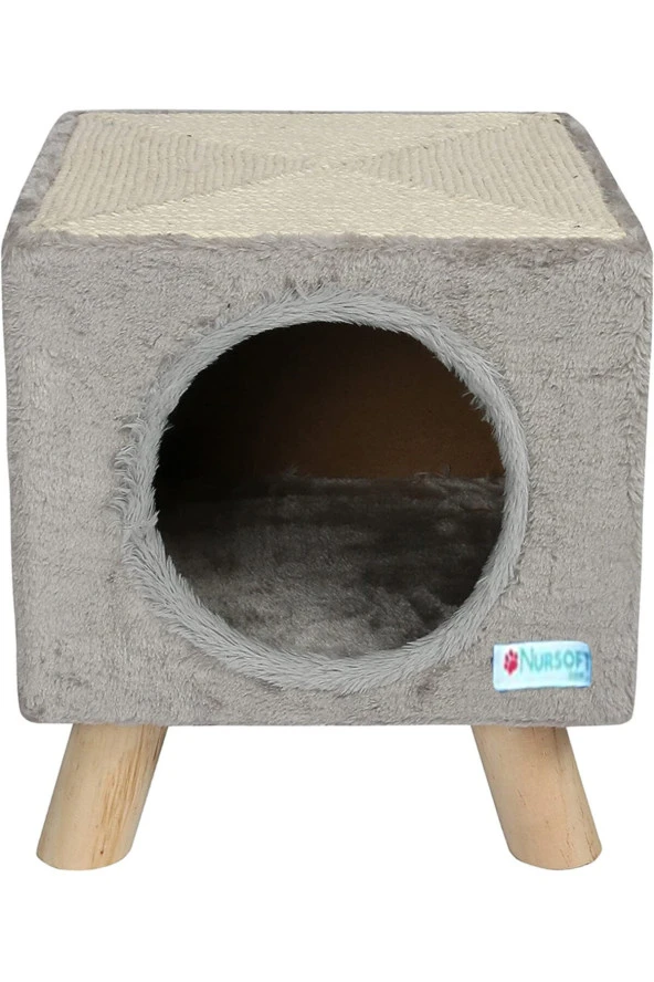 Ahşap Ayaklı Yuvalı Kedi Tırmalaması ürün görseli 1