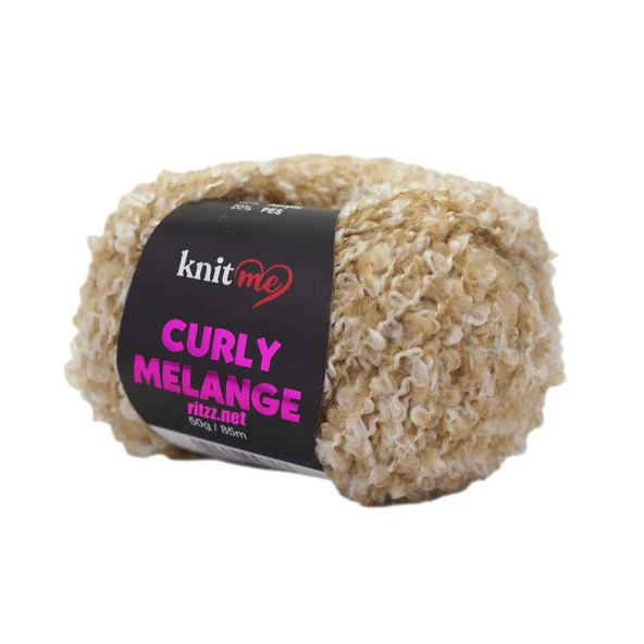 Knit Me Curly Melange KCM52 Bej Melanj ürün görseli 1