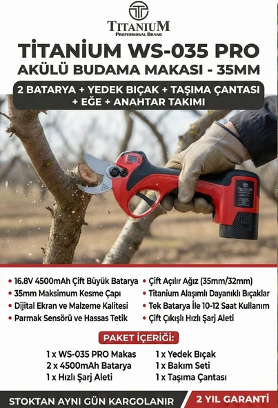 Titanium WS035 PRO 35mm 2 Akülü Budama Makası - Resim 2