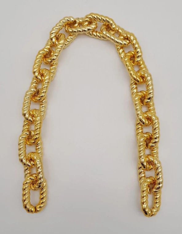 Angel Çanta Aksesuar 45 cm Burgu Model Metal Görünümlü Light Gold Renk Akrilik Zincir ürün görseli 1
