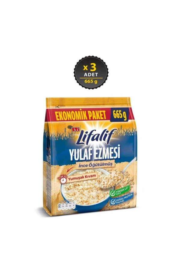 Eti Lifalif İnce Öğütülmüş Yulaf Ezmes 665 g X 3 Adet ürün görseli 1