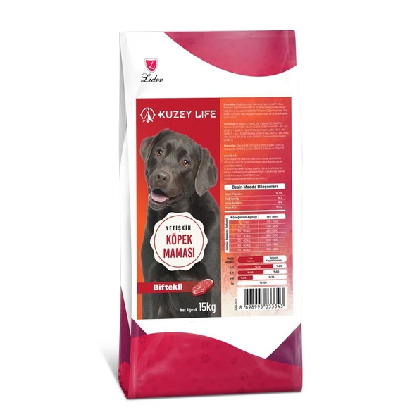 Kuzeylife Biftekli Yetişkin Köpek Maması 15 Kg. ürün görseli 1