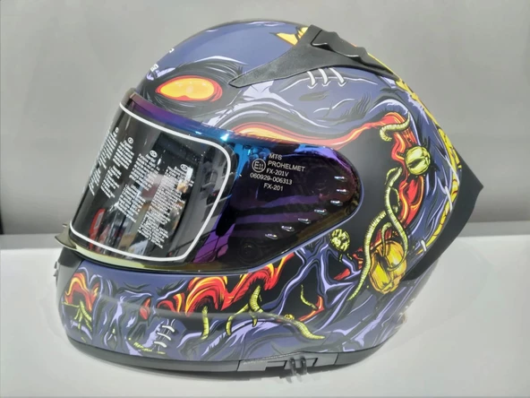 KASK MTS PRO 801 ZOMBİ GÜNEŞ GÖZLÜKLÜ ORANGE/BLUE ürün görseli 1