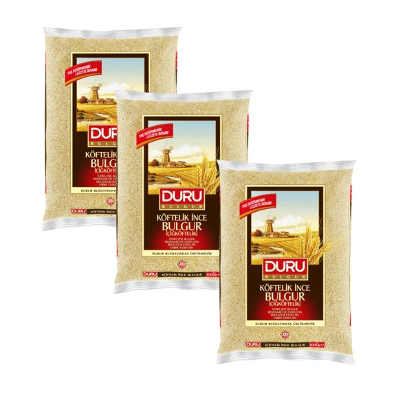 Duru Çiğ Köftelik İnce Bulgur 1 kg x 3 Adet ürün görseli 1