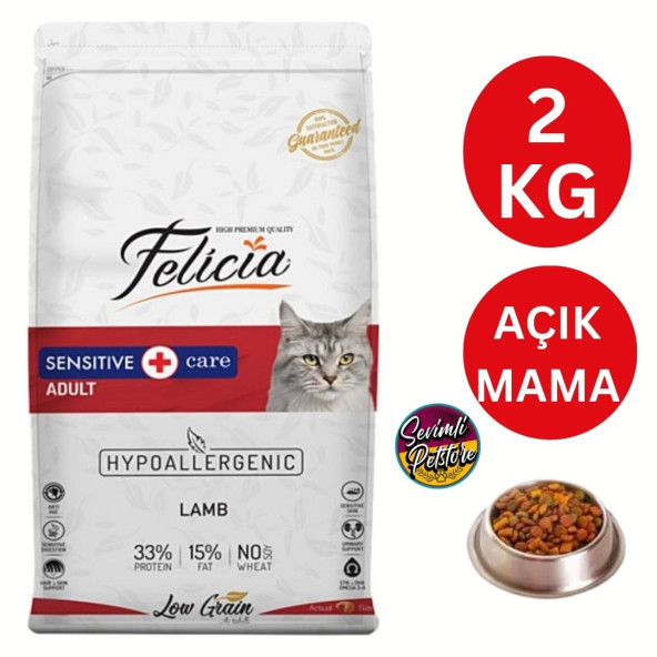 Felicia Az Tahıllı Kuzu Etli Yetişkin Açık Kedi Maması 2 Kg ürün görseli 1