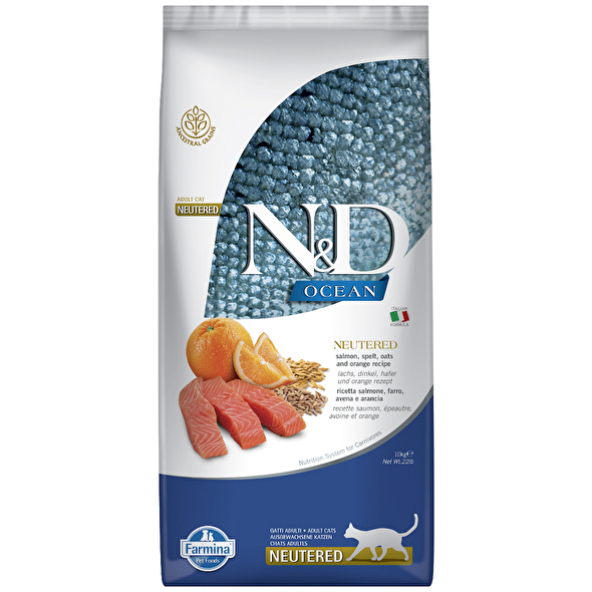 N&D Ocean Düşük Tahıllı Somonlu ve Portakallı Kısırlaştırılmış Açık Kedi Maması 2 Kg ürün görseli 1