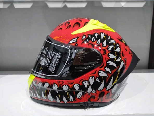 KASK MTS PRO 801 DEMON GÜNEŞ GÖZLÜKLÜ KIRMIZ/SARI ürün görseli 1