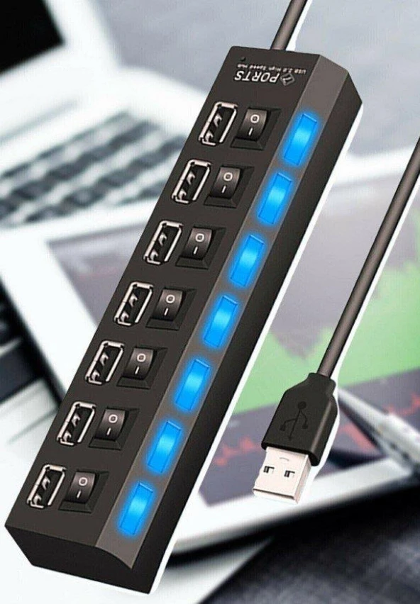 Zhltools Hispeed Usb 2.0 7 İn 1 Hub Siyah - Resim 5