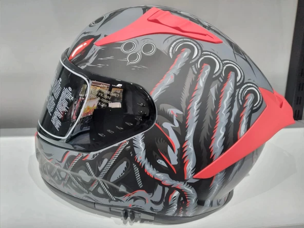 KASK MTS PRO 801 DREAKA GÜNEŞ GÖZLÜKLÜ ANTRESİT/KIRMIZI ürün görseli 1
