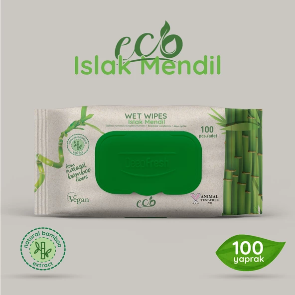 Deep Fresh Eco Serisi Bambu Islak Mendil 100 Yaprak - Resim 2