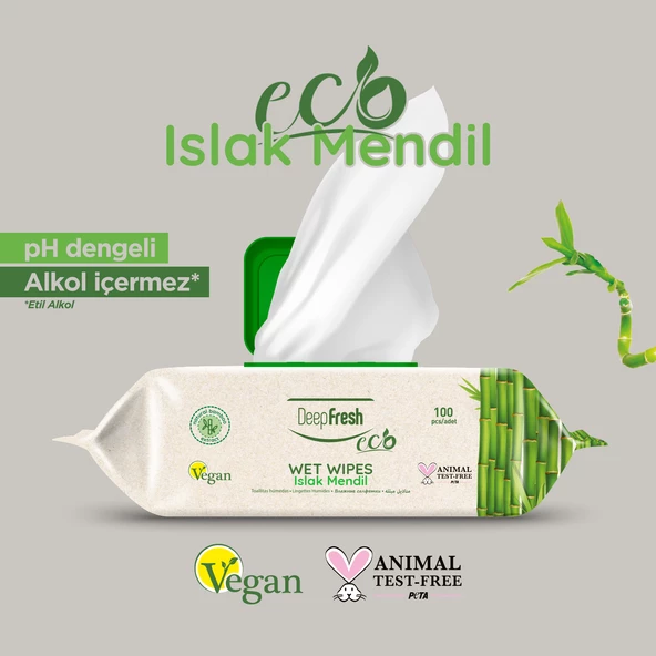 Deep Fresh Eco Serisi Bambu Islak Mendil 100 Yaprak - Resim 3
