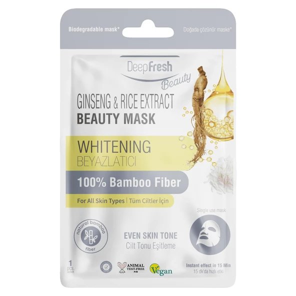 Deep Fresh Tek Kullanımlık Ginseng & Rice Beyazlatıcı Cilt Tonu Eşitleme Yüz Maskesi Tekli ürün görseli 1
