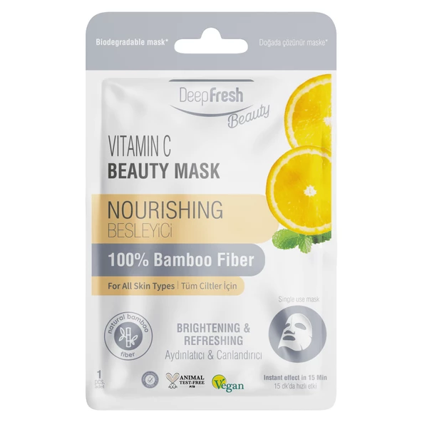 Deep Fresh Tek Kullanımlık C Vitamini Besleyici Aydınlatıcı ve Canlandırıcı Yüz Maskesi Tekli ürün görseli 1