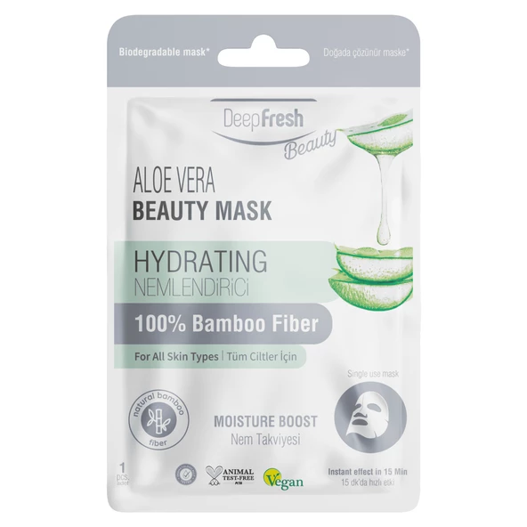 Deep Fresh Tek Kullanımlık Aloe Vera Nemlendirici Nem Takviyesi Yüz Maskesi Tekli ürün görseli 1
